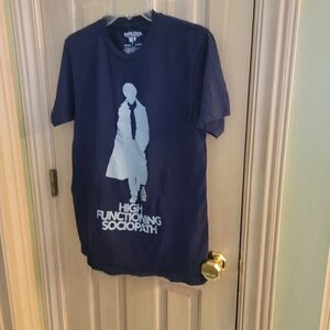 Mens sz M BBC Sherlock High Functioning Sociopath Navy Shirt